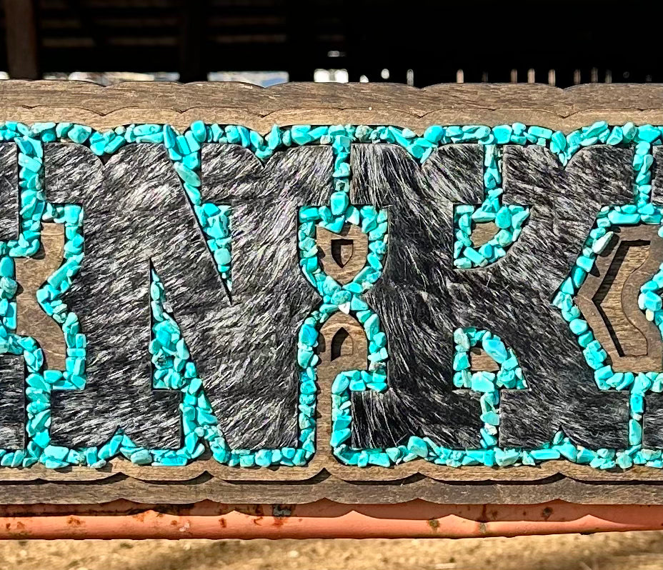 Turquoise Hide Inlay Stone Sign