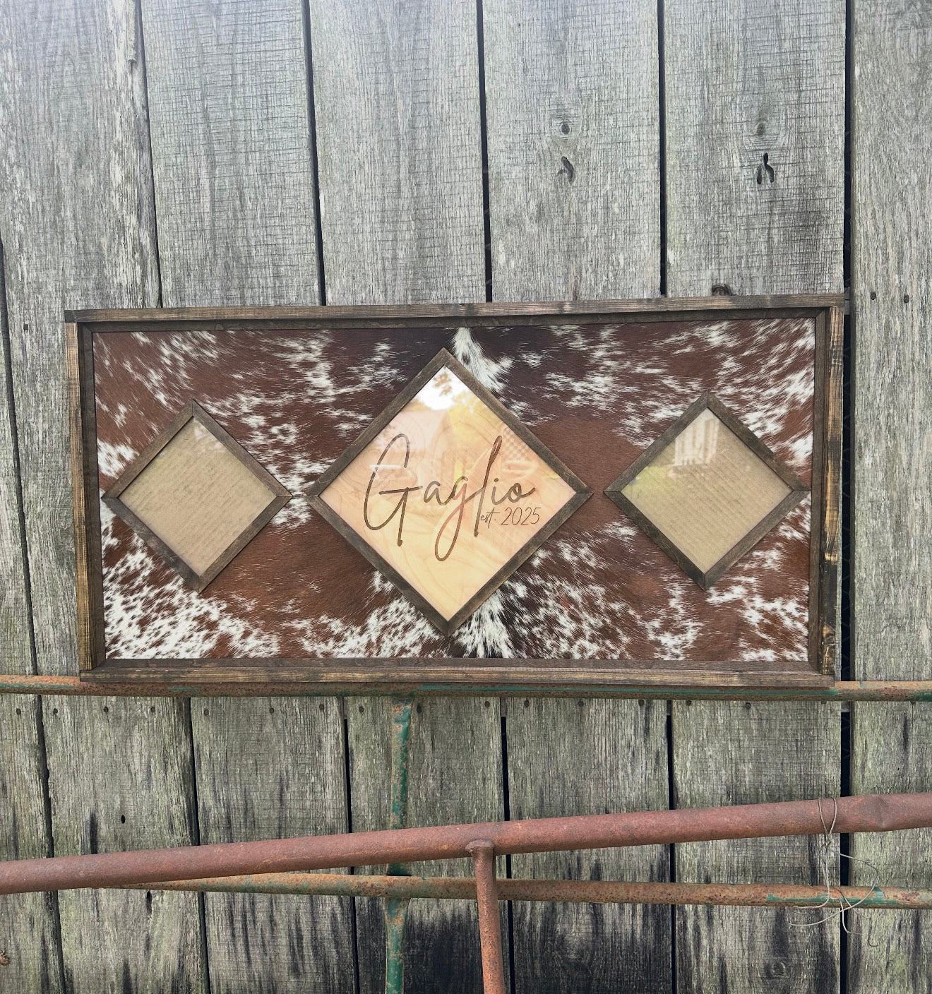 3 Diamond Genuine Cowhide Picture Frame