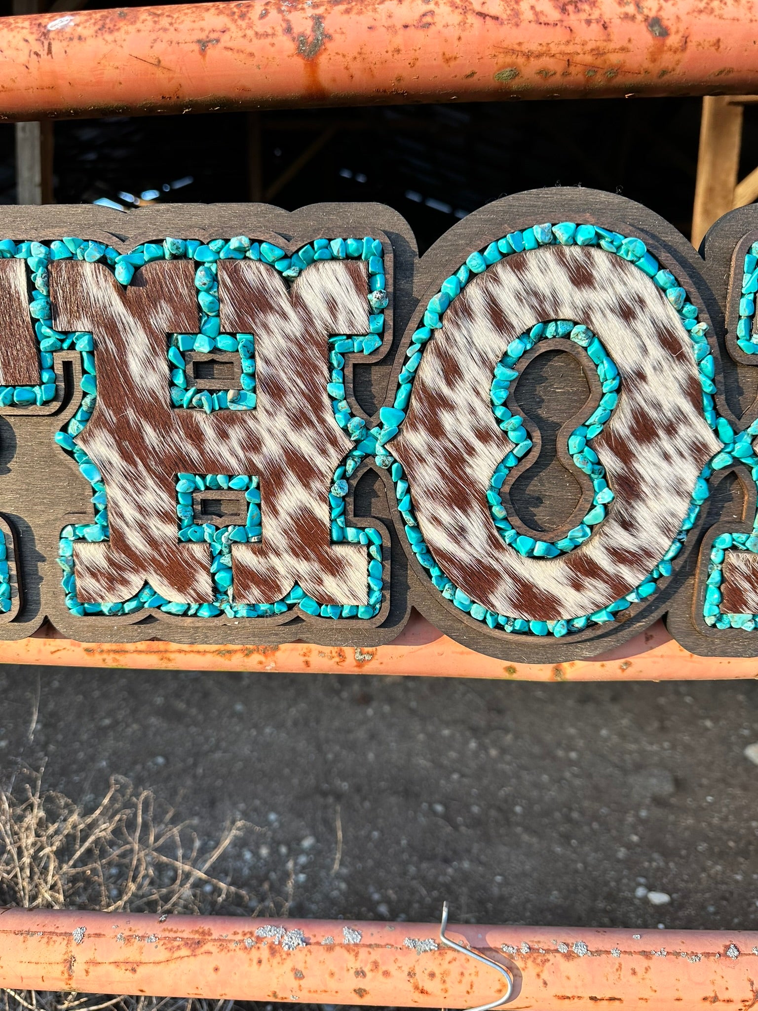 Turquoise Hide Inlay Stone Sign
