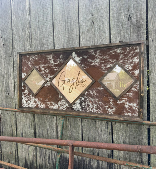 3 Diamond Genuine Cowhide Picture Frame