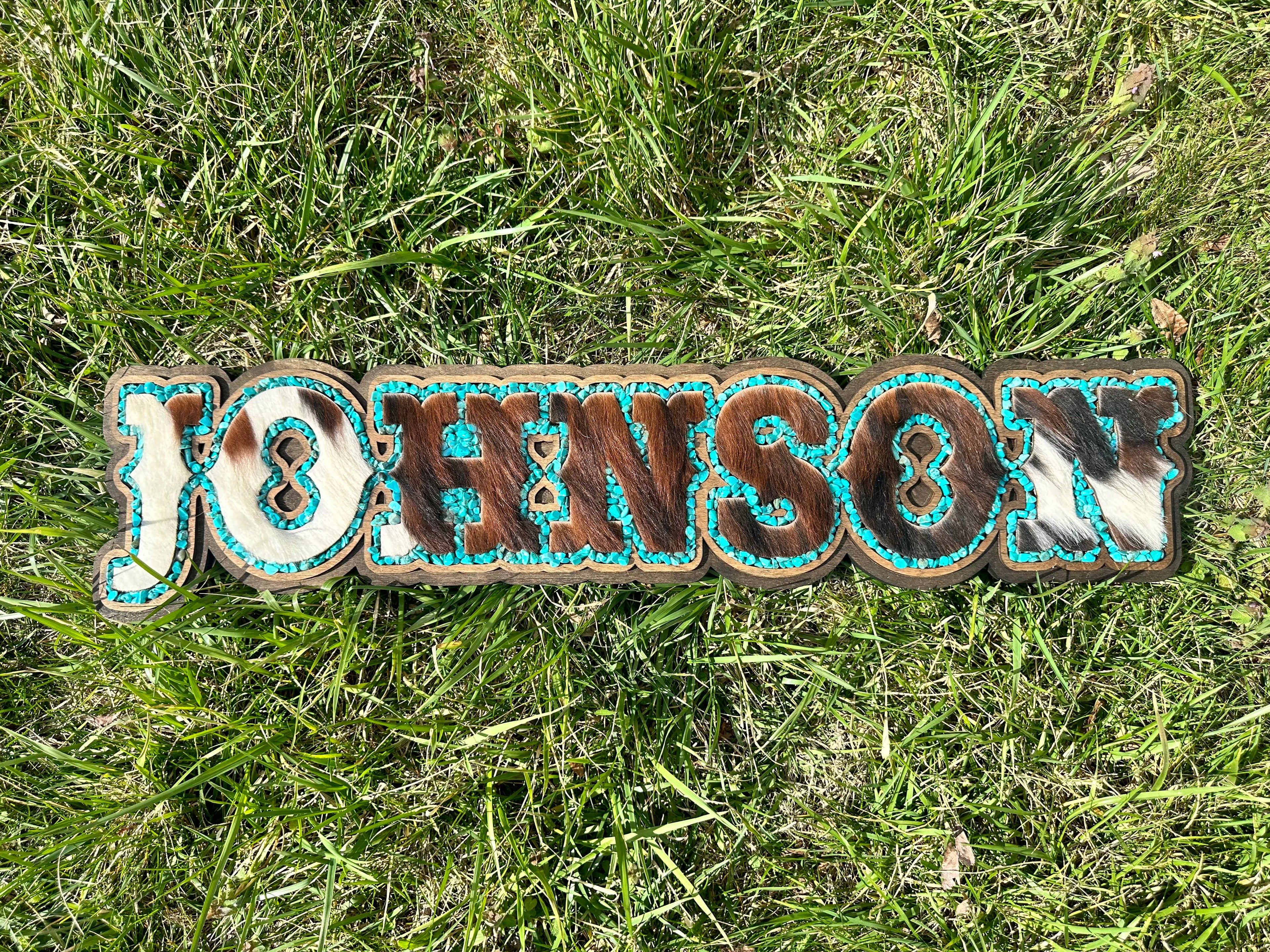 Turquoise Hide Inlay Stone Sign
